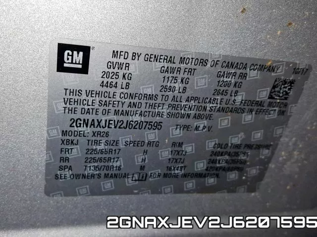 2GNAXJEV2J6207595 фото 2