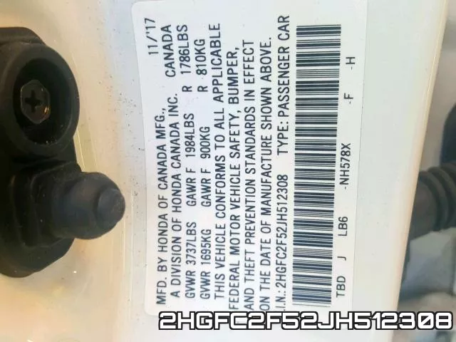 2HGFC2F52JH512308 фото 2