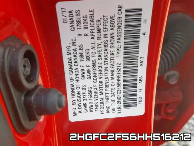 2HGFC2F56HH516212 фото 2