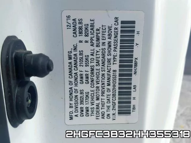 2HGFC3B32HH355318 фото 2