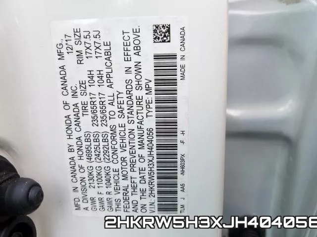 2HKRW5H3XJH404056 фото 2