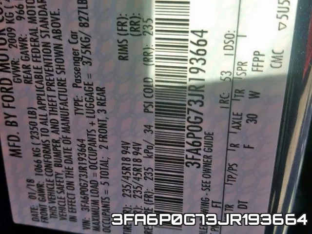3FA6P0G73JR193664 фото 2