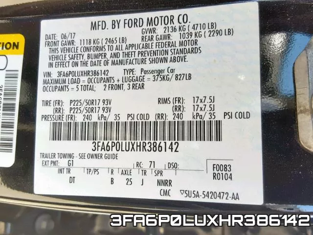 3FA6P0LUXHR386142 фото 2