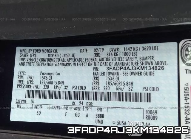 3FADP4AJ3KM134826 фото 9