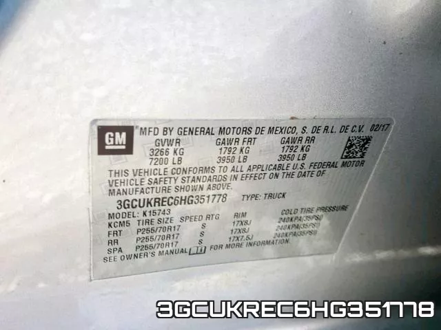 3GCUKREC6HG351778 фото 2