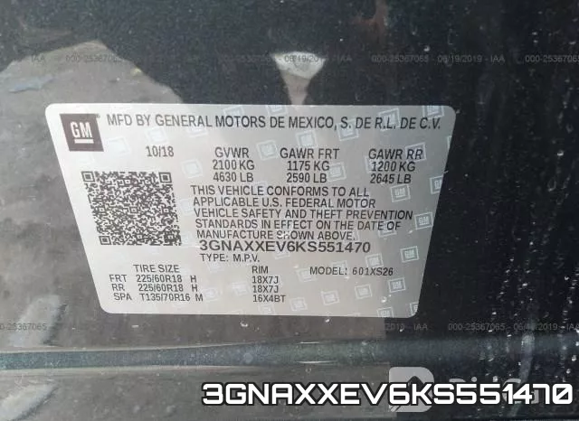 3GNAXXEV6KS551470 фото 10