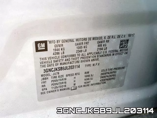 3GNCJKSB9JL203114 фото 2