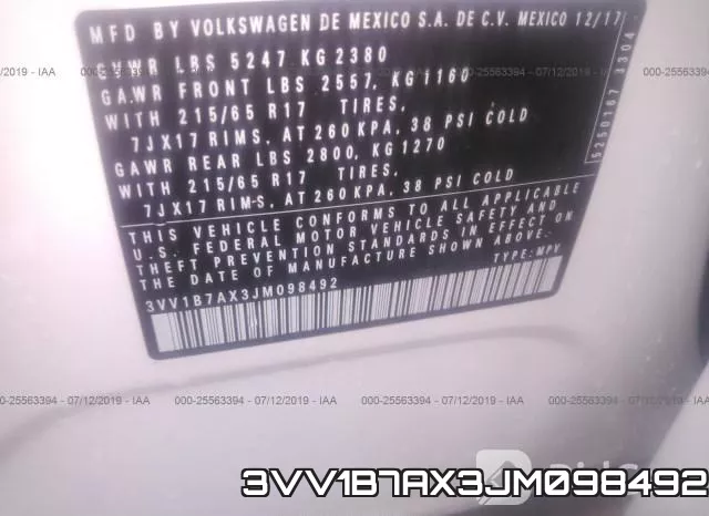 3VV1B7AX3JM098492 фото 10