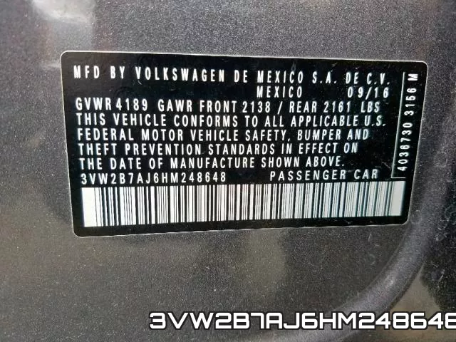 3VW2B7AJ6HM248648 фото 2