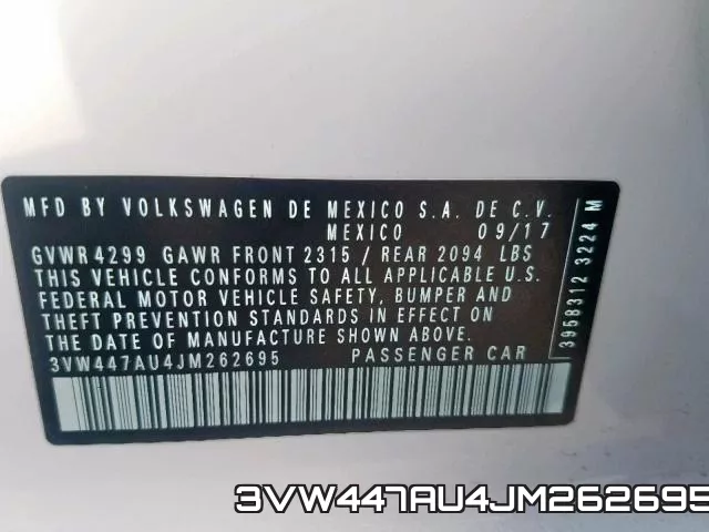 3VW447AU4JM262695 фото 2