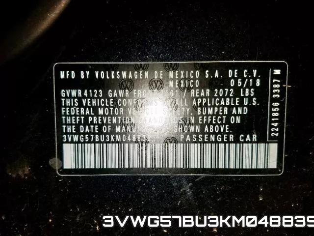 3VWG57BU3KM048839 фото 2
