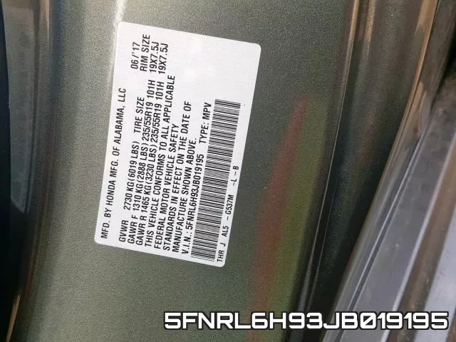 5FNRL6H93JB019195 фото 2