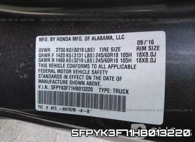 5FPYK3F71HB013220 фото 10