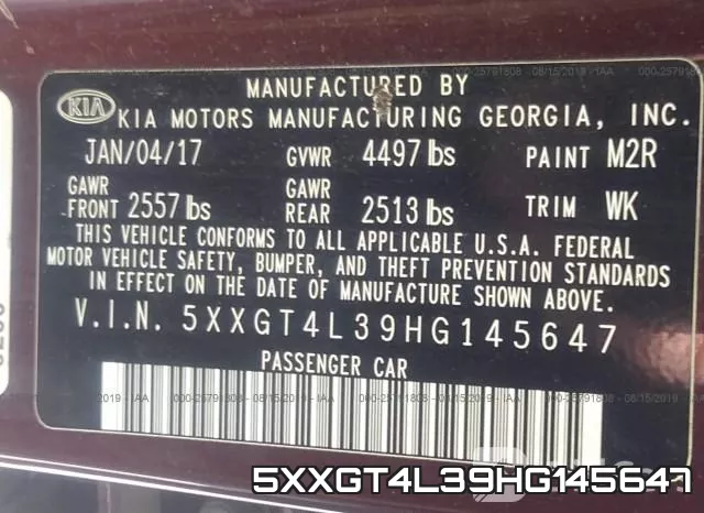 5XXGT4L39HG145647 фото 10