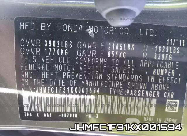 JHMFC1F31KX001594 фото 10