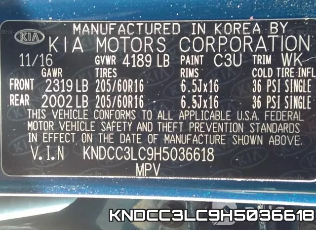 KNDCC3LC9H5036618 фото 10