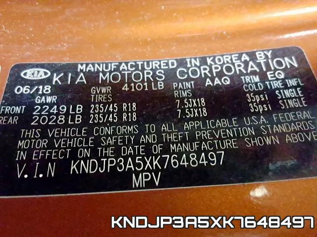 KNDJP3A5XK7648497 фото 2