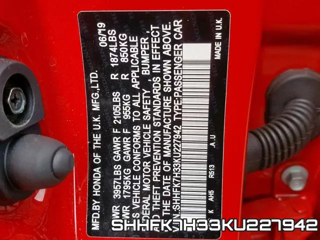 SHHFK7H33KU227942 фото 2