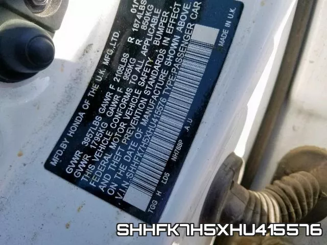 SHHFK7H5XHU415576 фото 2