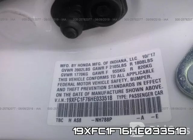 19XFC1F76HE033518 фото 10