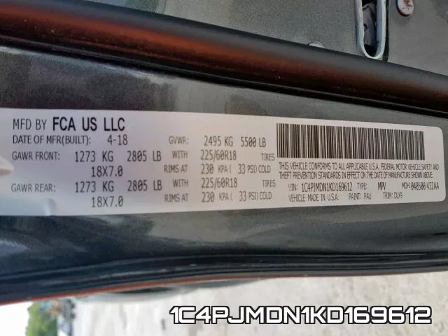 1C4PJMDN1KD169612 фото 2