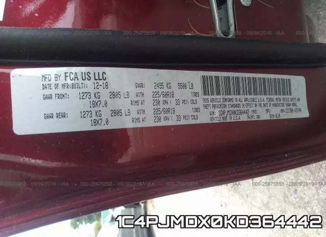 1C4PJMDX0KD364442 фото 10