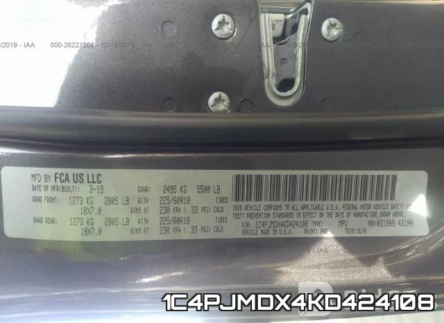1C4PJMDX4KD424108 фото 10