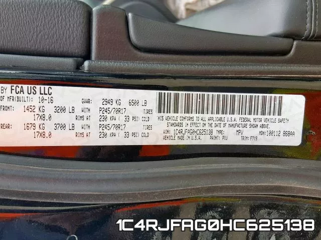 1C4RJFAG0HC625138 фото 2