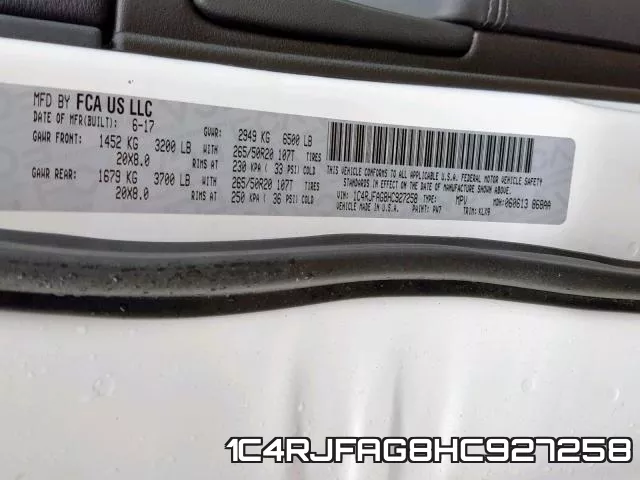 1C4RJFAG8HC927258 фото 2