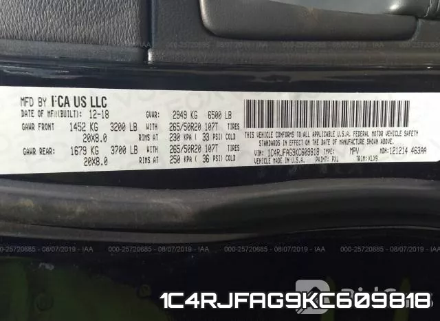 1C4RJFAG9KC609818 фото 10