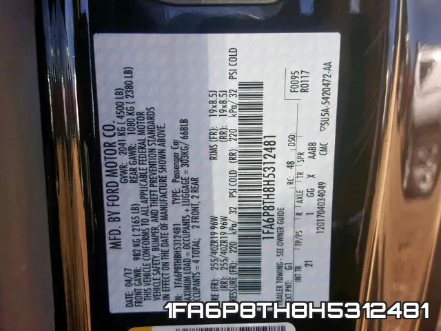 1FA6P8TH8H5312481 фото 2