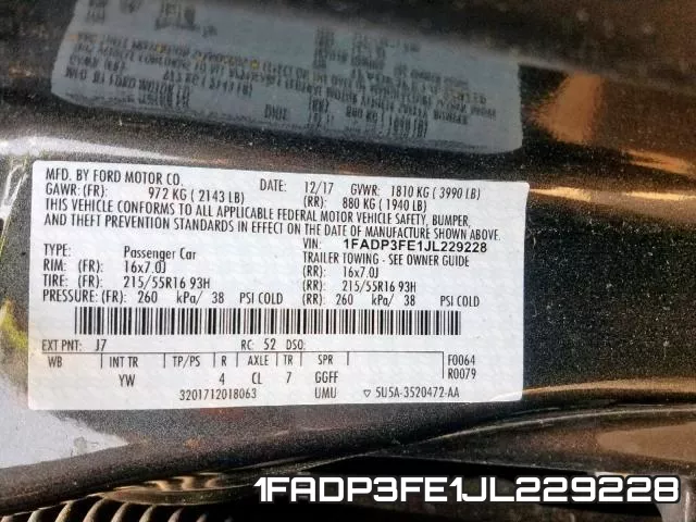 1FADP3FE1JL229228 фото 2