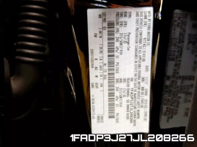 1FADP3J27JL208266 фото 2