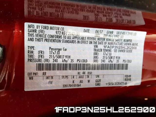1FADP3N25HL262900 фото 2