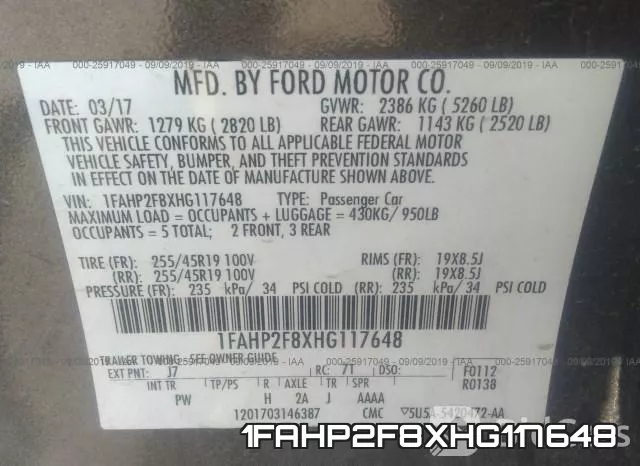 1FAHP2F8XHG117648 фото 10