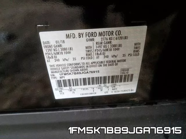 1FM5K7B89JGA76915 фото 2