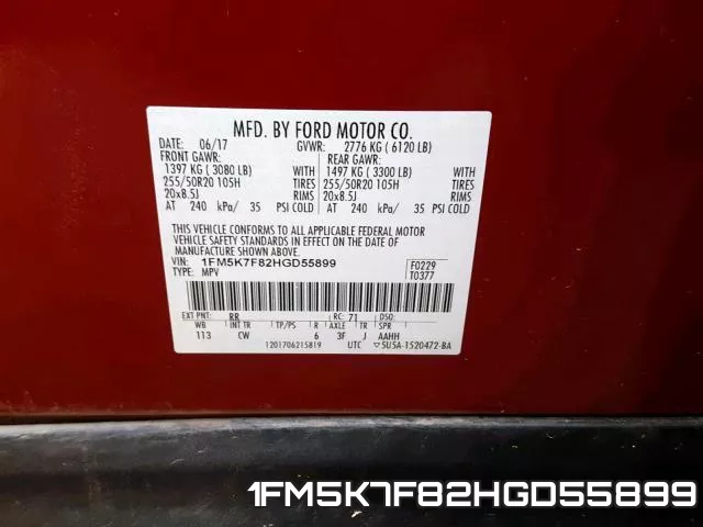 1FM5K7F82HGD55899 фото 2