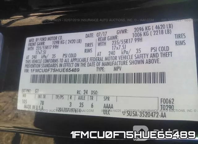 1FMCU0F75HUE65489 фото 10
