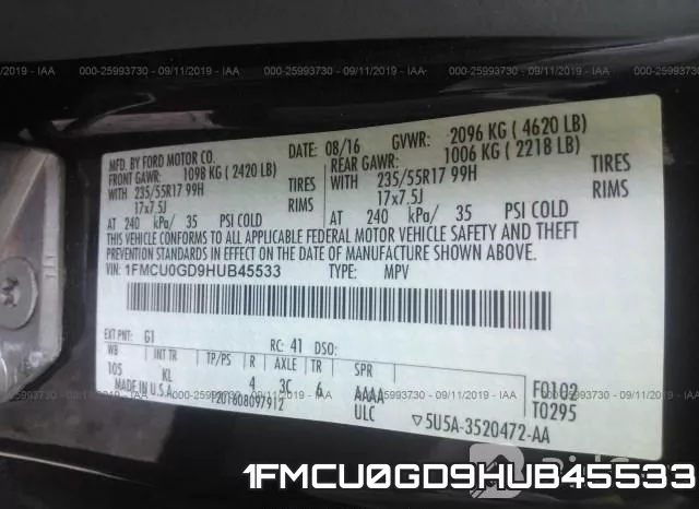 1FMCU0GD9HUB45533 фото 10