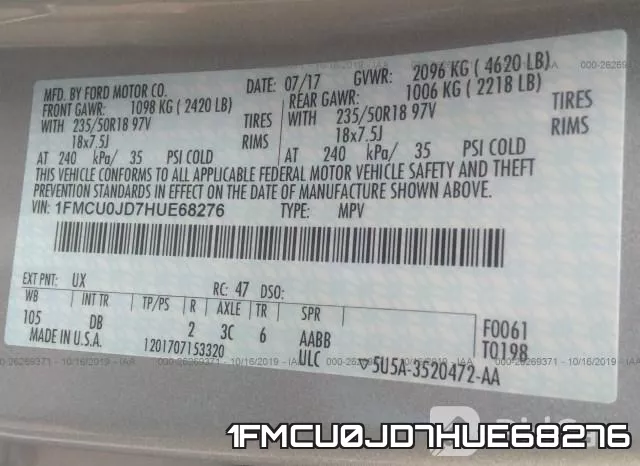 1FMCU0JD7HUE68276 фото 10