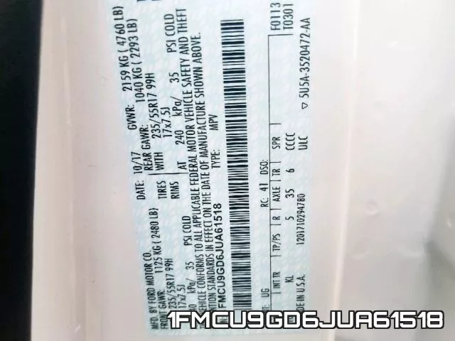 1FMCU9GD6JUA61518 фото 2