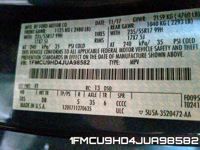 1FMCU9HD4JUA98582 фото 2