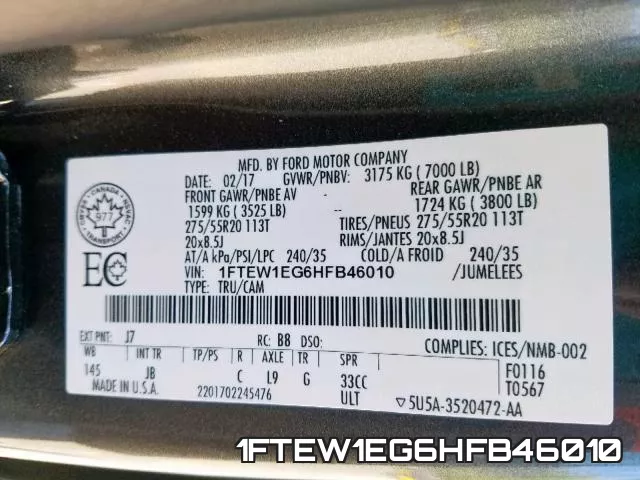 1FTEW1EG6HFB46010 фото 2