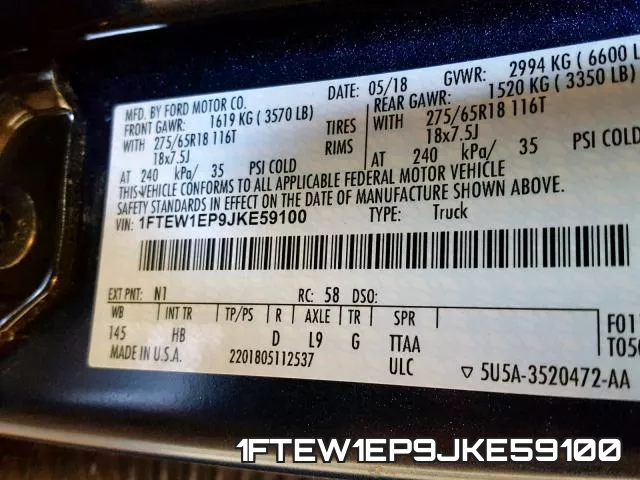 1FTEW1EP9JKE59100 фото 2