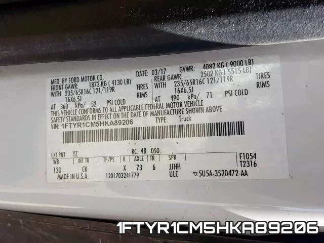 1FTYR1CM5HKA89206 фото 2
