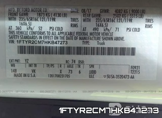1FTYR2CM7HKB47273 фото 10