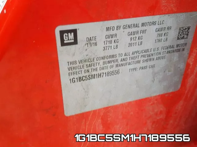 1G1BC5SM1H7189556 фото 2