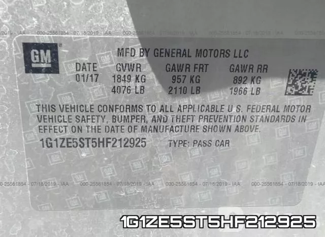 1G1ZE5ST5HF212925 фото 10