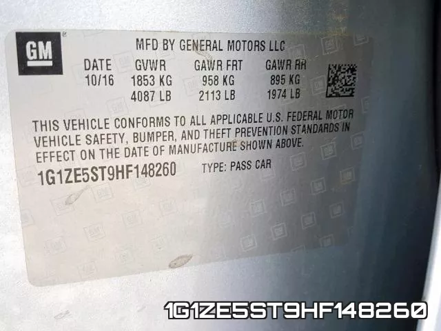 1G1ZE5ST9HF148260 фото 2