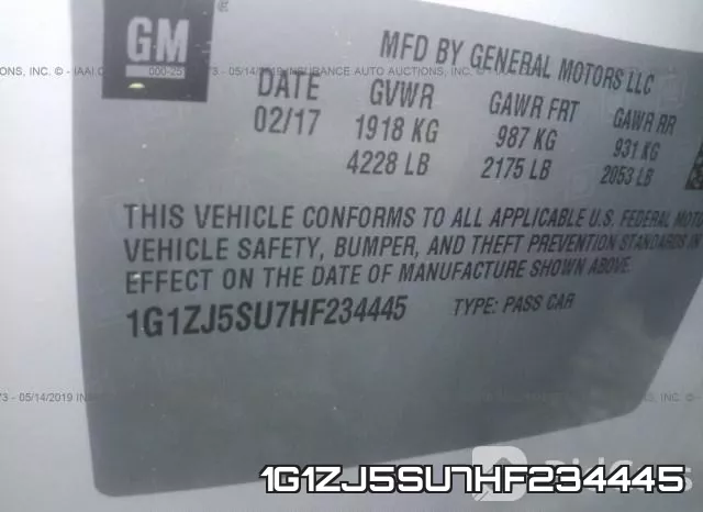 1G1ZJ5SU7HF234445 фото 9